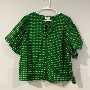 Kate Spade Green Blouse with White Pattern